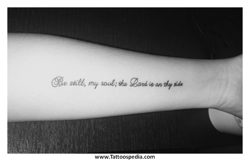 Small Strength Quote Tattoo On Forearm