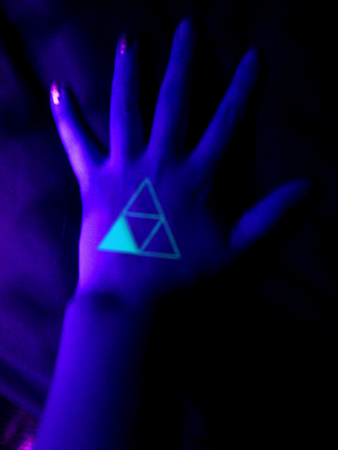 Small Triforce UV Tattoo On Hand By Xl Jerilynn Lx