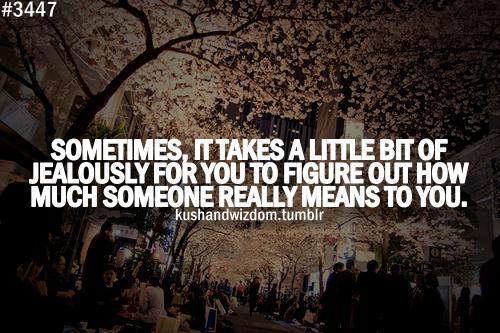 Sometimes, It Takes A Little Bit Of Jealously For You To Figure Out How Much Someone Really Means To You.