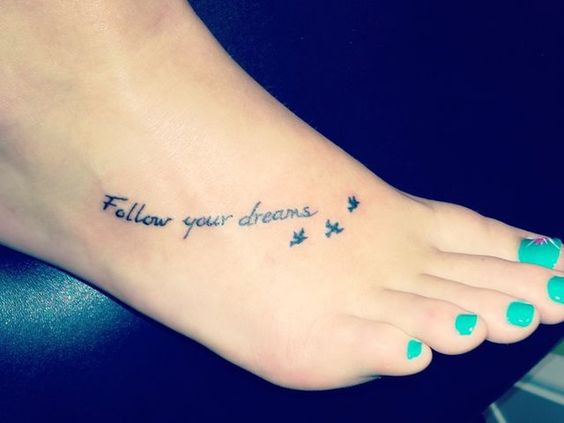 Spiritual Quote Tattoo On Foot For Girls