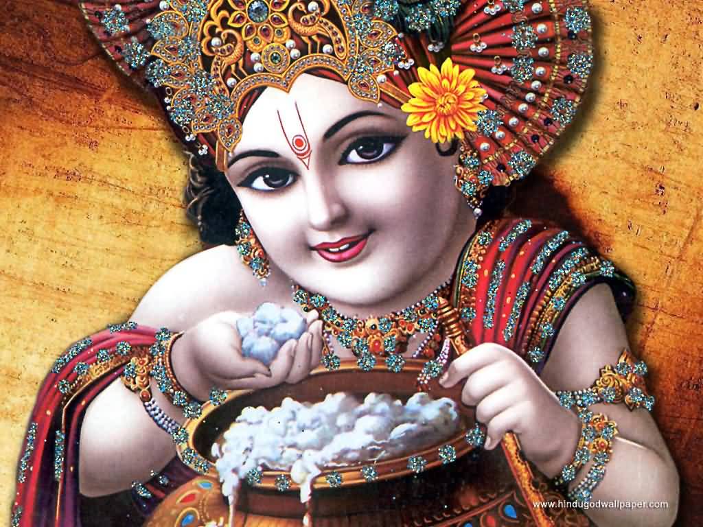 Sri Krishna Eating Butter Happy Janmashtami 2016