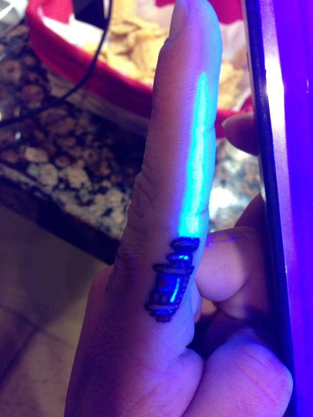 Star Wars Laser Sword UV Tattoo On Finger