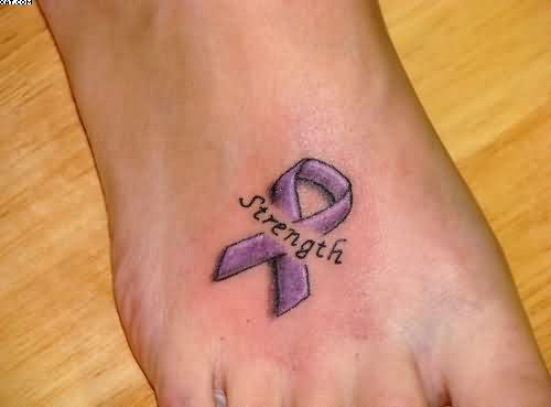 Strength Breast Cancer Logo Tattoo On Foot