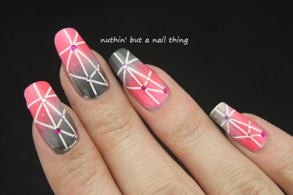 Stripes Geometric Nail Art Design