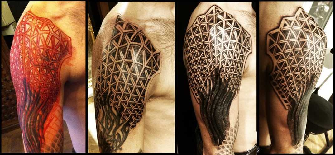 Superb Escher Half Sleeve Tattoo For Men