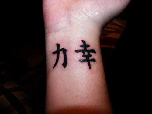 strength symbol tattoos on wrist