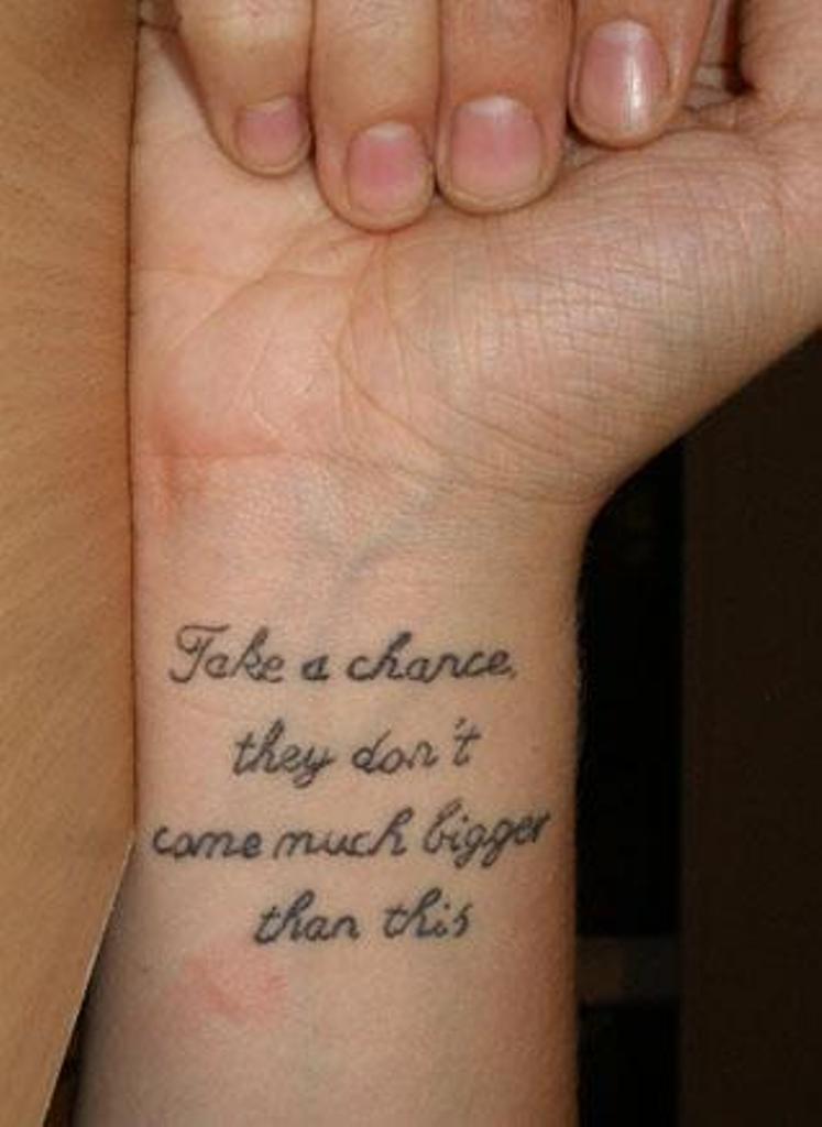 Take A Chance Spiritual Quote Tattoo On Wrist