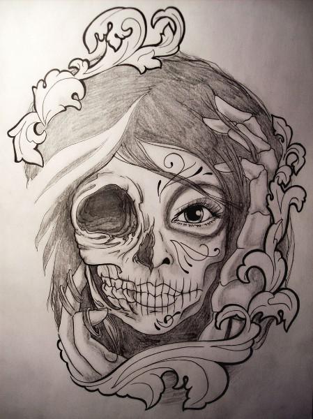 Terrific Catrina Skull Tattoo Sketch By Samantha