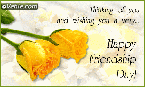 Thinking Of You And Wishing You A Very Happy Friendship Day Yellow Flowers Glitter Picture