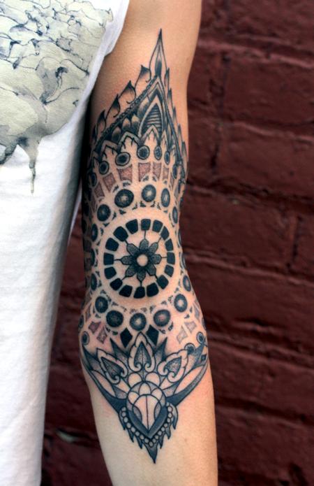 Tibetan Geometric Pattern Tattoo On Arm