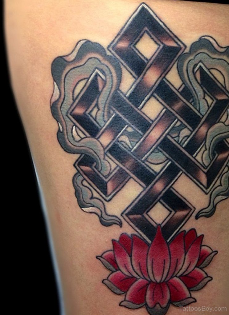 Tibetan Lotus With Symbol Tattoo