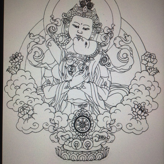 Tibetan Vajrasattva And Consort Tattoo Design