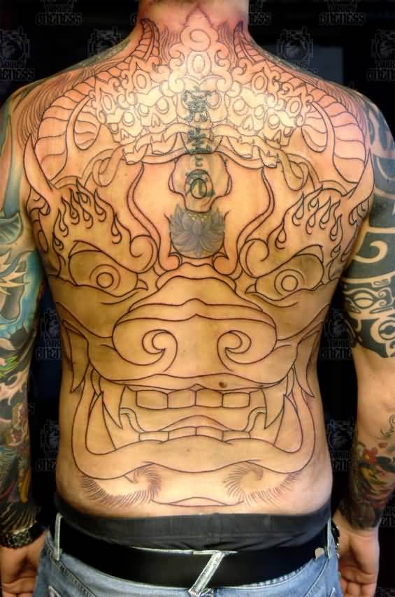 Tibetan Yama Tattoo On Full Back For Men By Darko Groenhagen