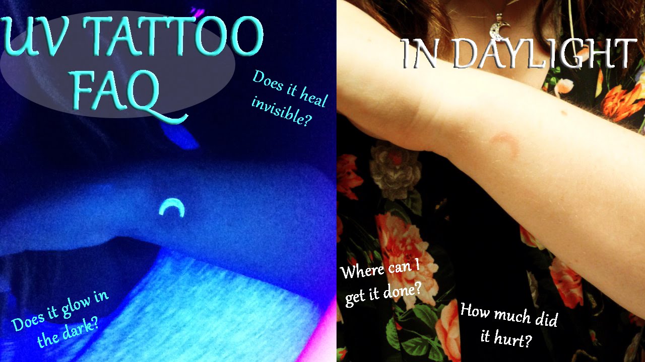 Tiny Half Moon Normal And Black Light UV Tattoo On Wrist