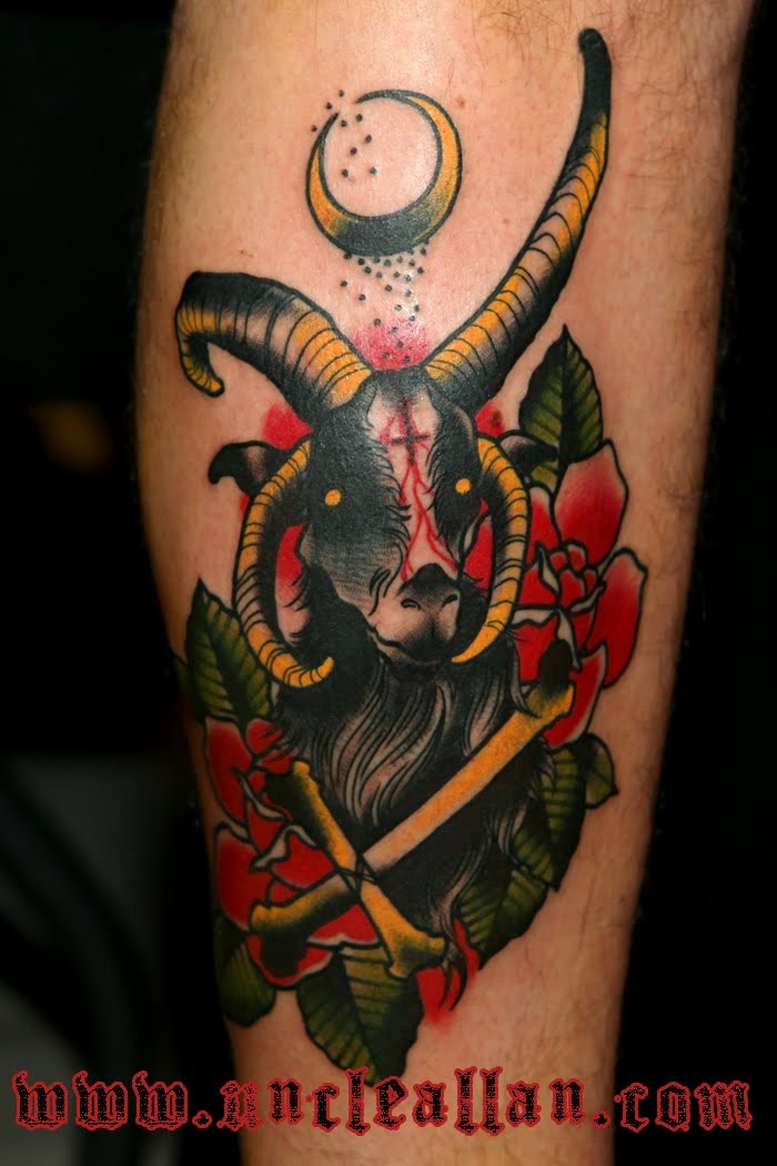 Traditional Satan Goat Tattoo