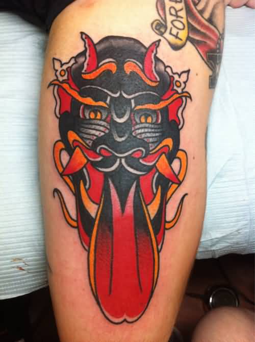 Traditional Satan Tongue Tattoo