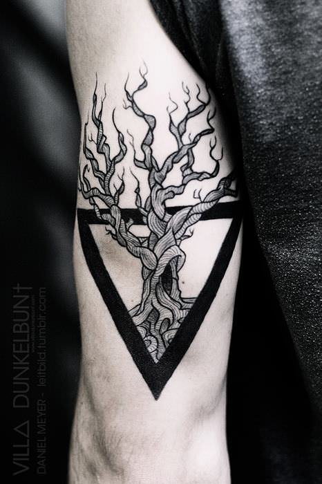 Tree Of Life Grows From Chalice Triangle Tattoo On Triceps By Daniel Meyer