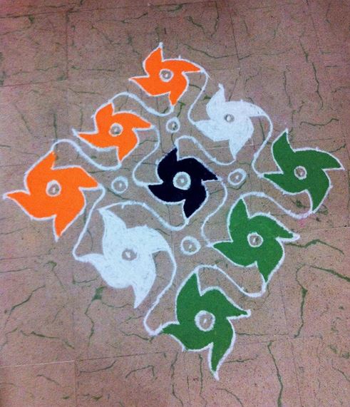 Tri Color Rangoli Design For Independence Day Of India