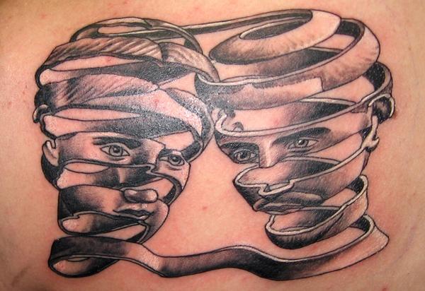 Two Escher Rinds Illusion Tattoo