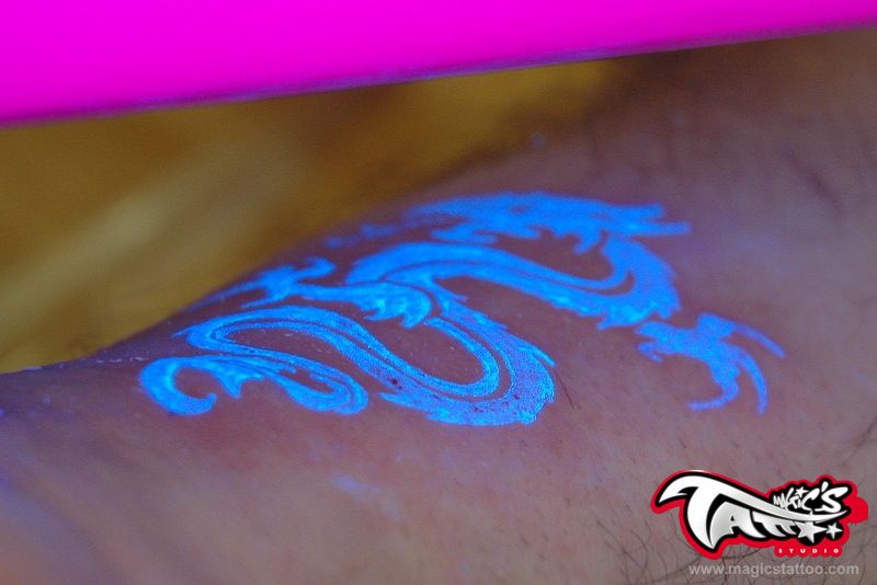 UV Dragon Symbol Tattoo By Magicstattoostudio