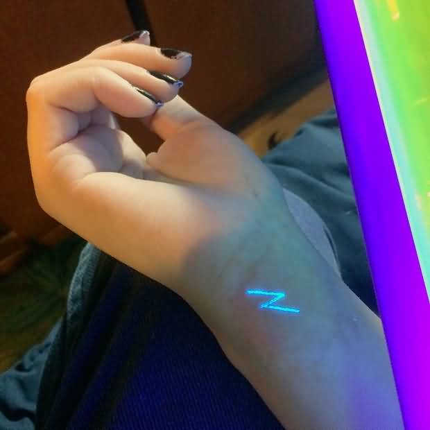 UV Ink Z Tattoo On Wrist