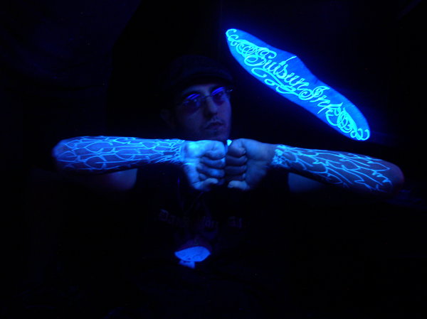 Unique Design UV Tattoo On Both Arms