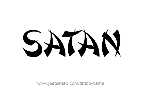 Very Nice Satan Word Tattoo Stencil