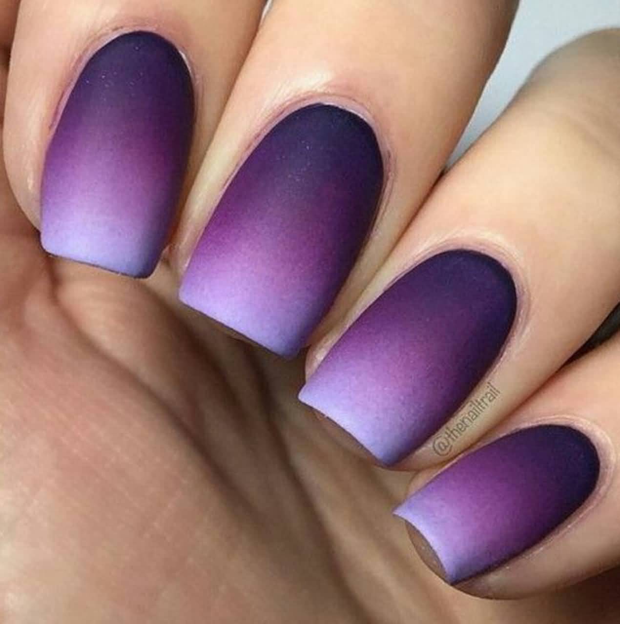White And Purple Gradient Nail Art Design Idea