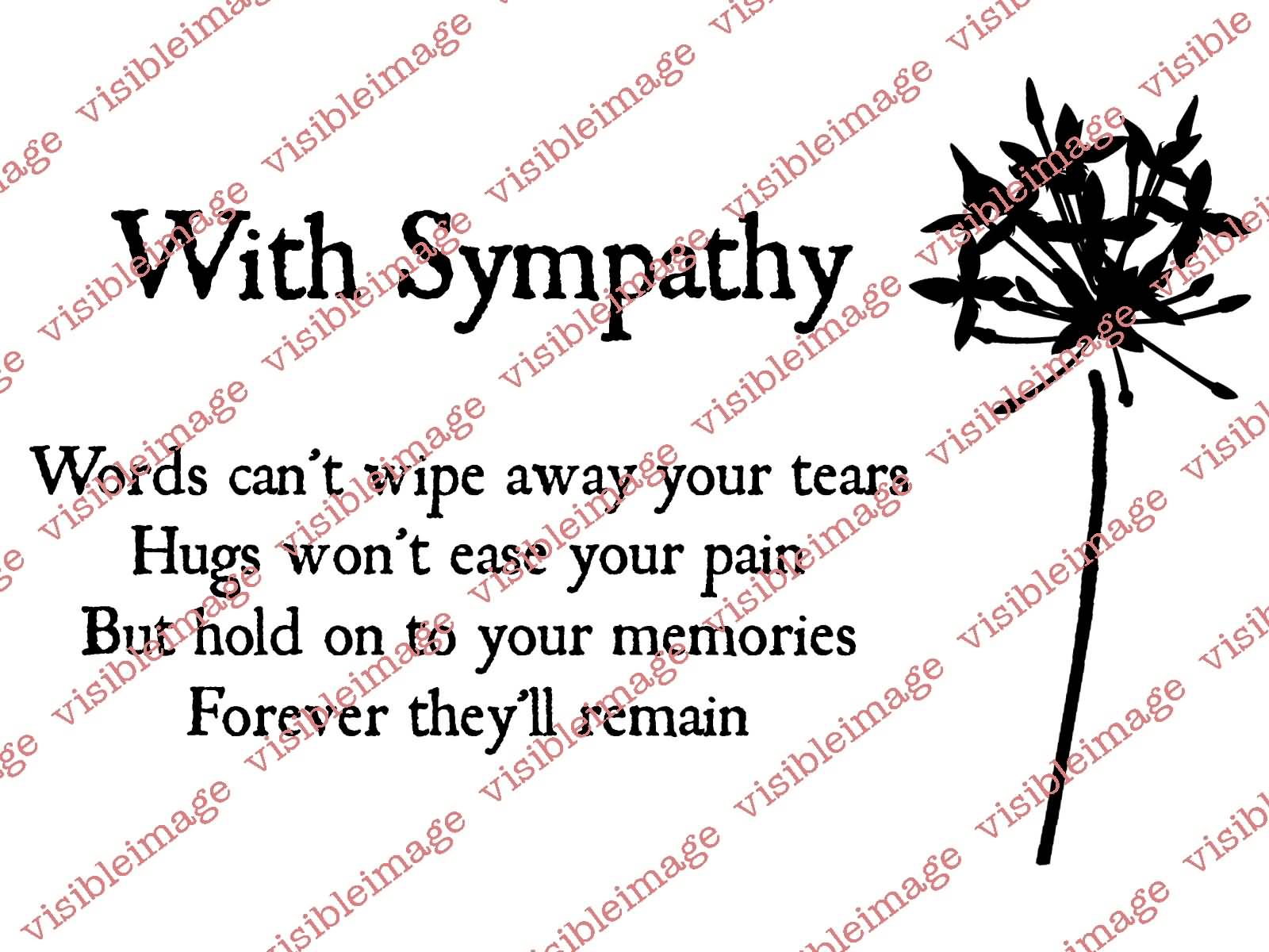 With Sympathy Words Can't Wipe Away Your Tears Hugs Won't Ease Your Pain But Hold On To Your Memories Forever They'll Remain