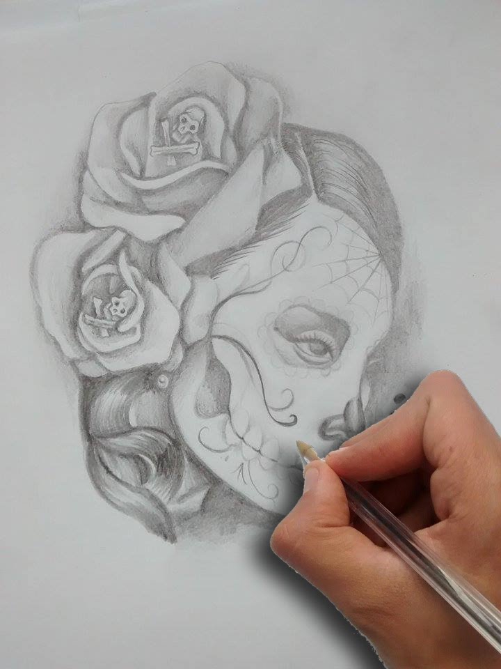 Wonderful Catrina Tattoo Sketch
