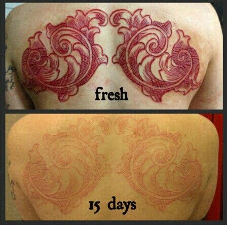 Wonderful Scarification Before And After Tattoo On Upper Shoulder