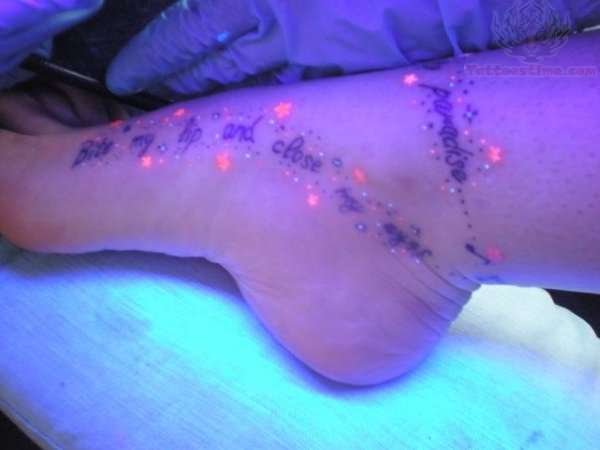 Words With Stars UV Tattoo On Ankle