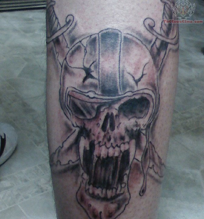 Zombie Oakland Raiders Skull Tattoo