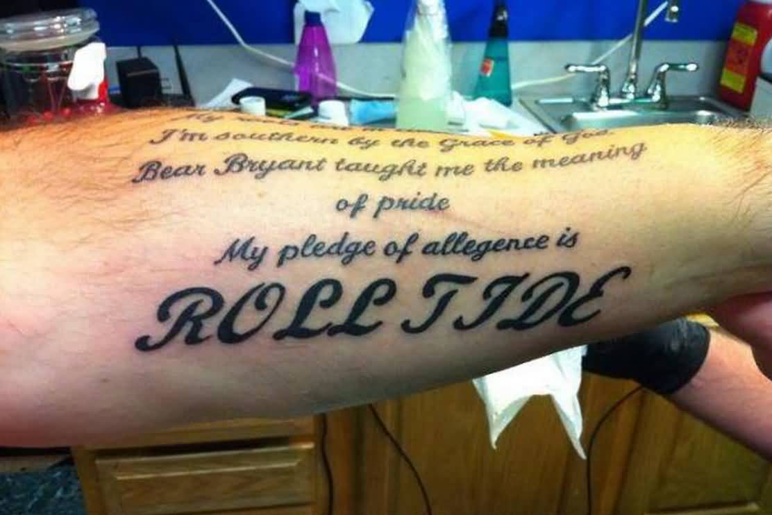 Alabama Fan Misspells Roll Tide Poem Arm Tattoo