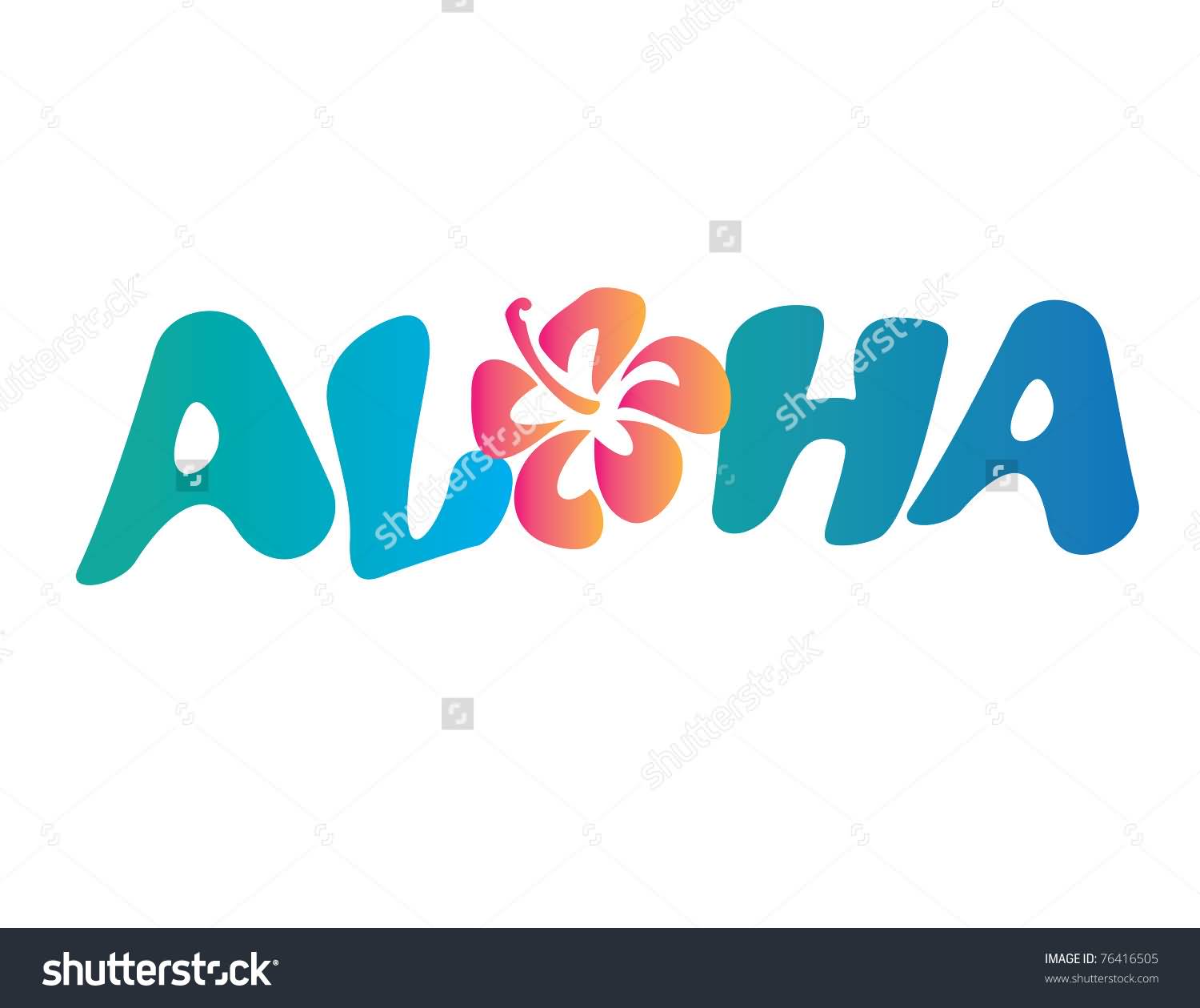 Aloha Blue Text With Flower