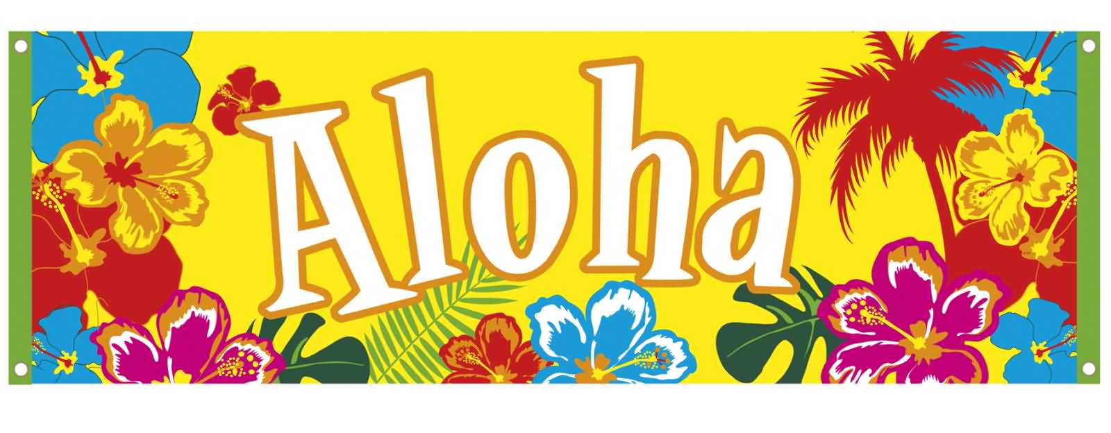 Aloha Colorful Flowers Banner Image
