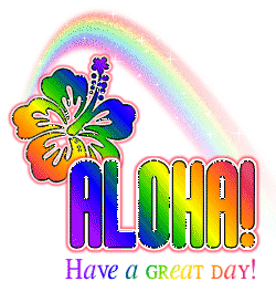 Aloha Have A Great Day Rainbow Text Glitter