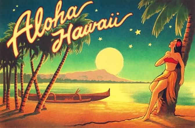 Aloha Hawaii Girl On Beach Picture
