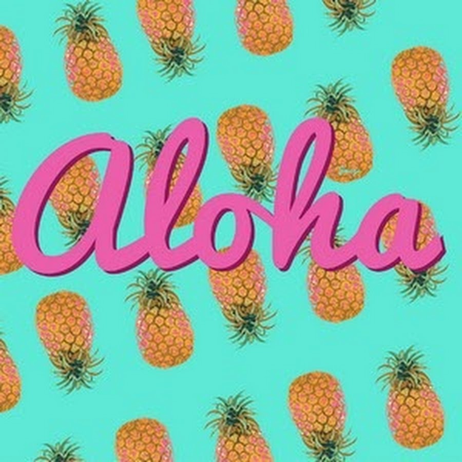 Aloha Pink Text With Pineapples In Background