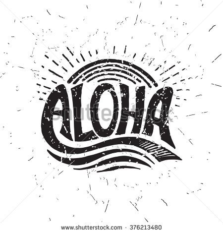 Aloha Surfing Lettering Illustration