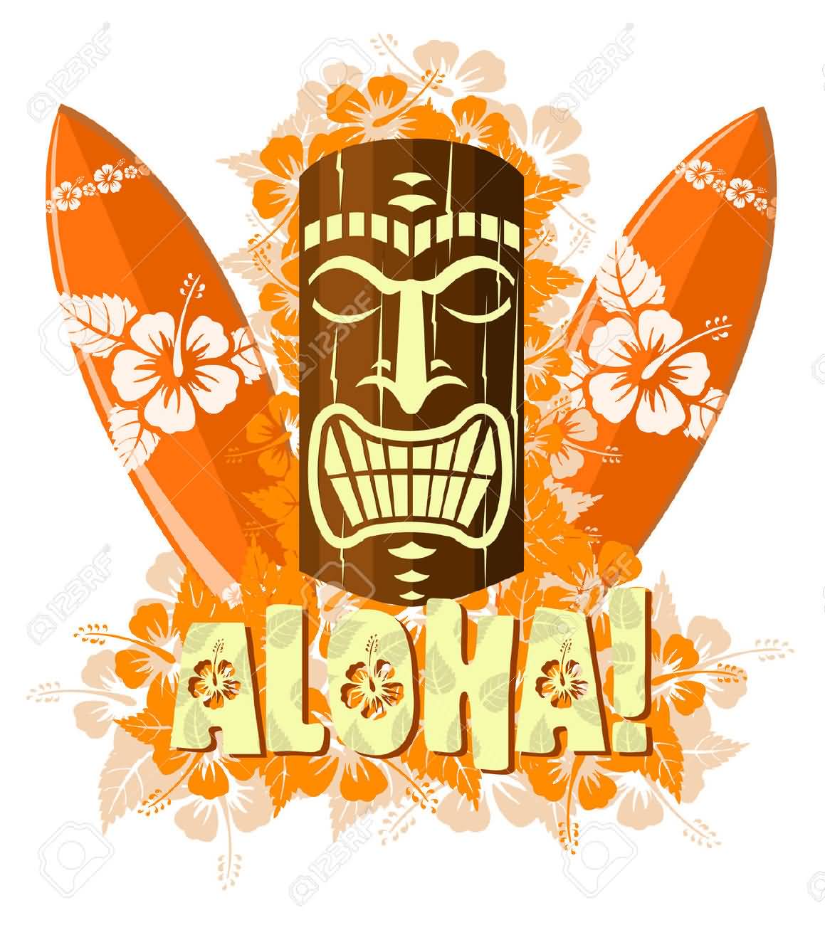 Aloha Tiki Mask And Surfboards Picture