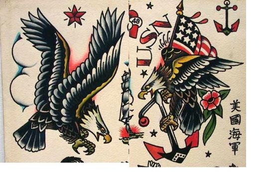 American Flag With Eagle Tattoos Design