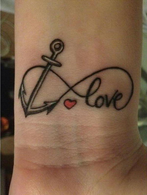 Anchor Infinity Love Tattoo On Wrist