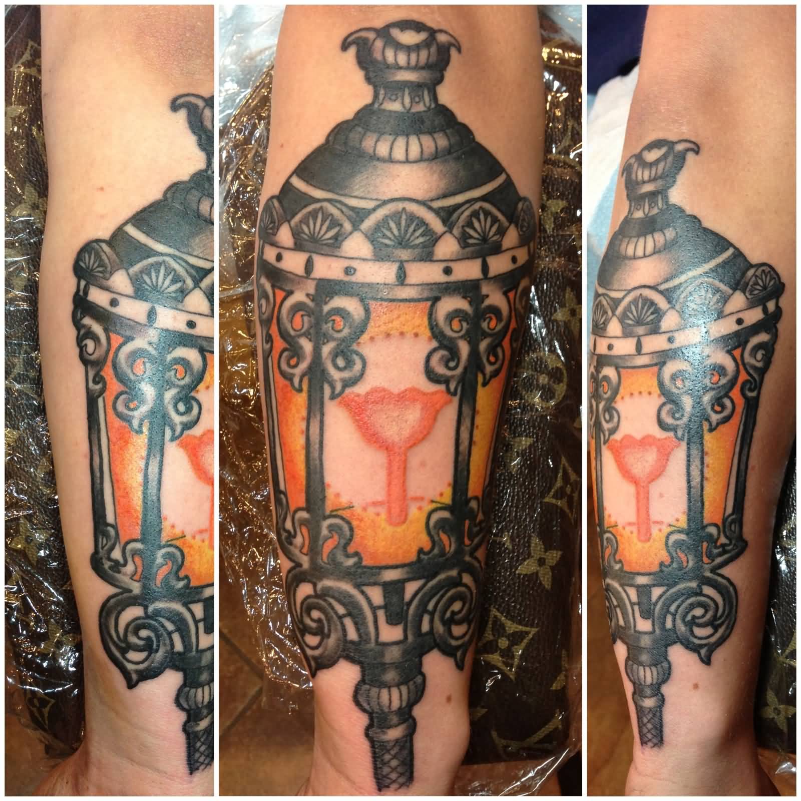 Attractive Lantern Traditional Tattoo On Arm