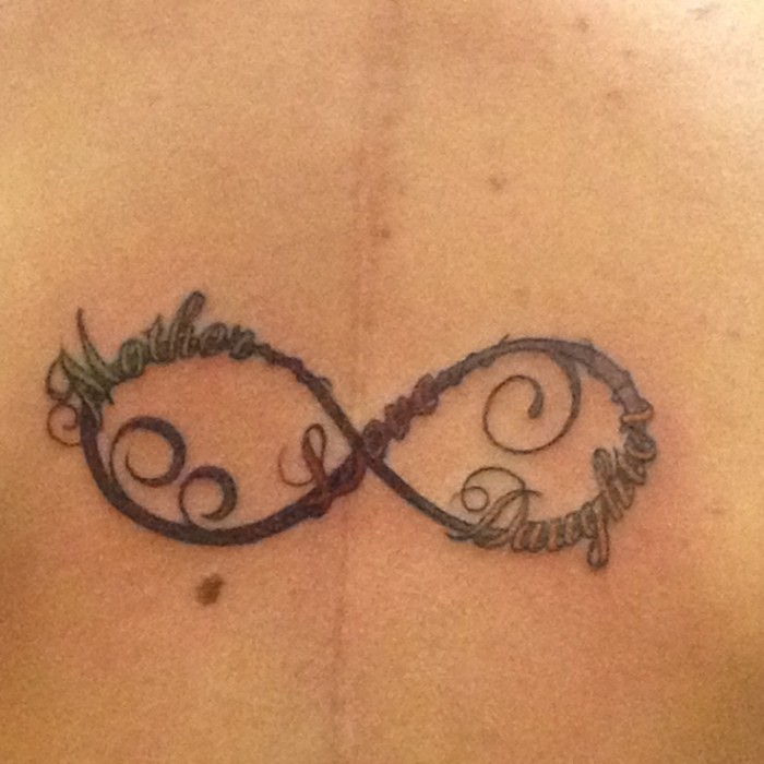 Attractive Mother Daughter Love Infinity Symbol Tattoo