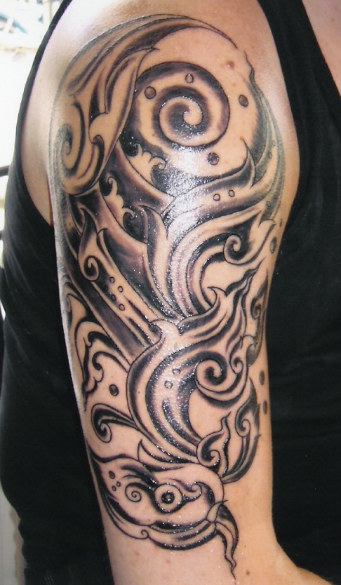 Attractive Thai Design Tattoo On Right Half Sleeve
