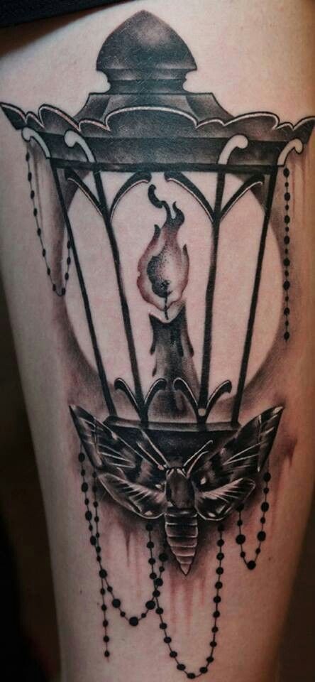 Awesome Candle Antique Lantern Tattoo