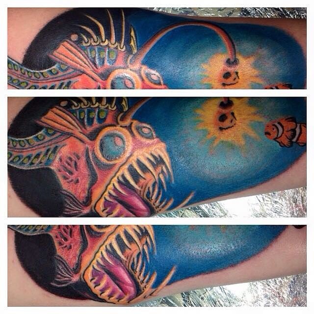 Awesome Evil Angler Fish Tattoo By Den Rich