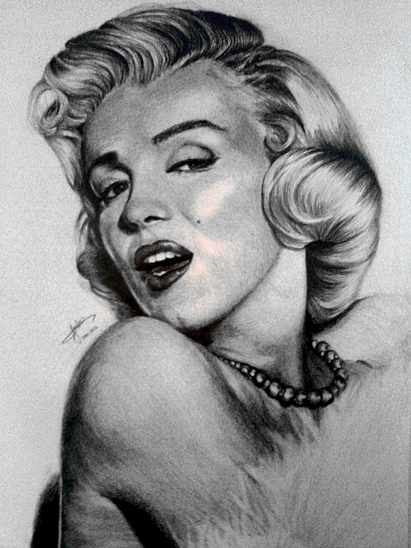 Awesome Grey Marilyn Monroe Tattoo Stencil