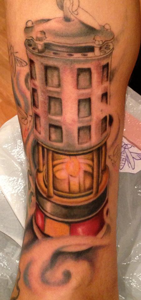 Awesome Lantern Tattoo In Progress
